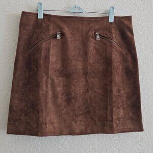 NWT | Tractr Faux Suede Chocolate Brown Mini Skirt
